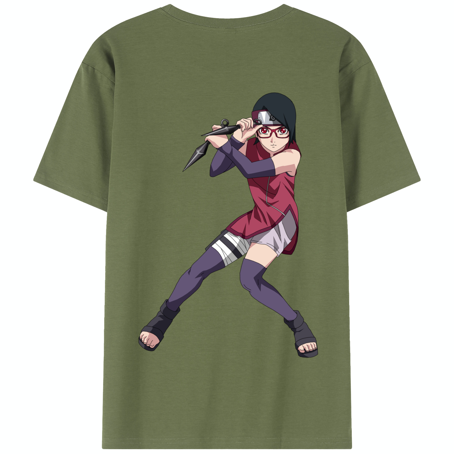 （画像用） NARUTO -ナルト- うちは サラダ Uchiha Sarada 綿100％半袖Tシャツ（背面プリント）